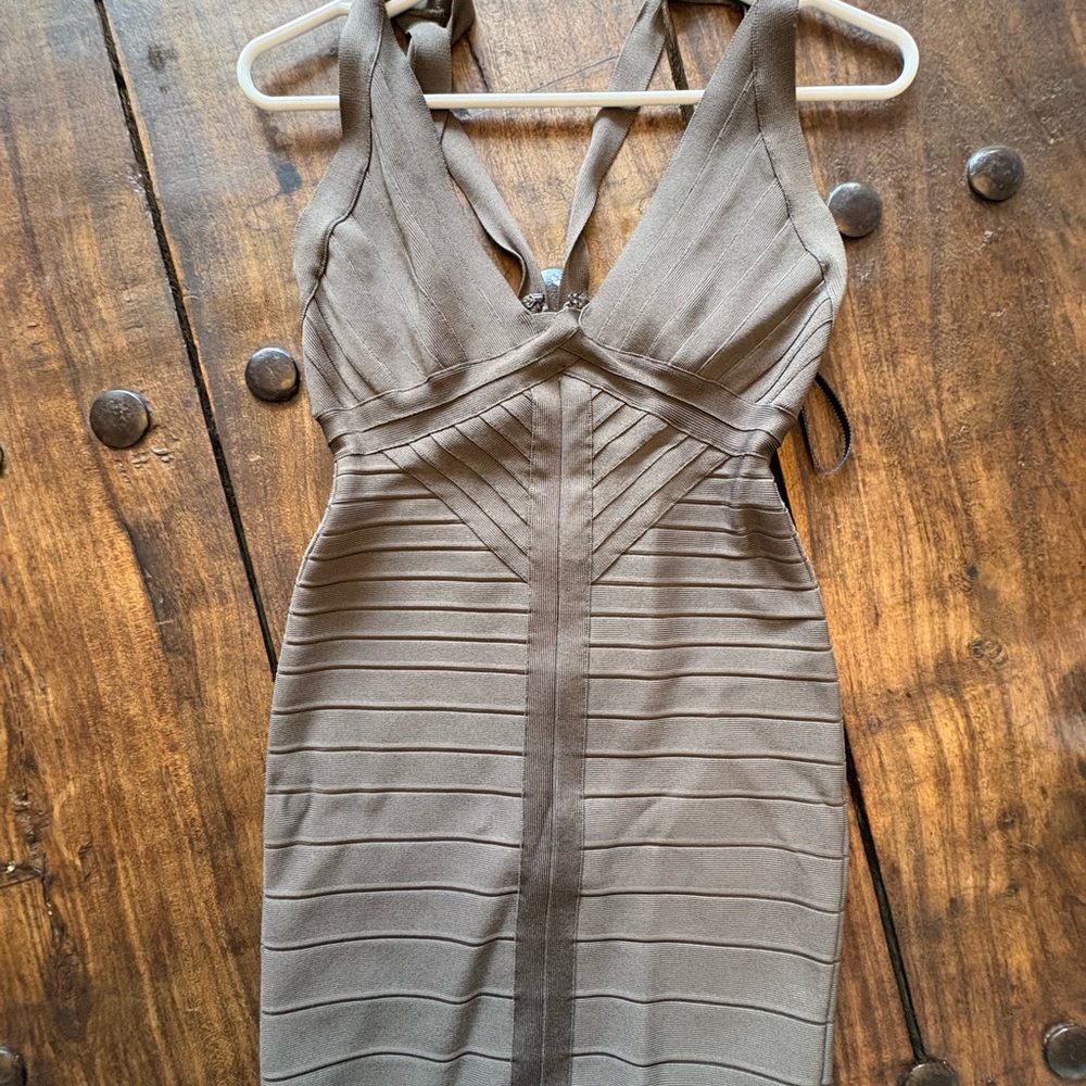 Herve Leger Deep Green Mini Dress - Picture 3 of 4